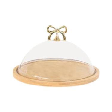 Imagem de KiBcsLic Suporte para bolo com cúpula transparente, bandeja de servir multifuncional e suporte para bolo, bandeja de servir, exibição de sobremesas para, L