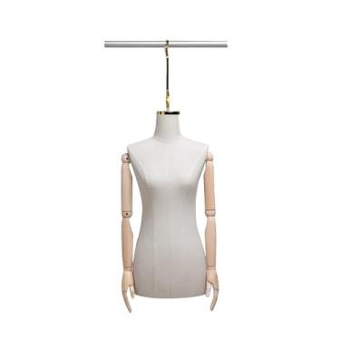 Imagem de Mannequin Torso de manequim feminino pendurado com ganchos, adequado para exibir camisas, camisetas, vestidos formais, jaquetas, suéteres(Golden long hook)