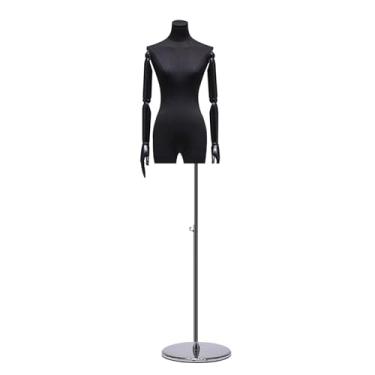Imagem de Mannequin Manequim feminino com suporte removível para vestido, modelo de costura, 61-77" com base de metal ajustável para exibição de roupas(White)
