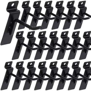 Imagem de Waltool 40 ganchos de slatwall, ganchos de exibição revestidos com pó de parede de ripas de aço inoxidável, acessórios de slatwall resistentes para varejo de loja de garagem, 5,6 mm de diâmetro (preto