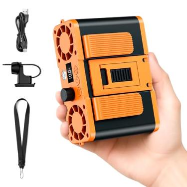Imagem de Ventilador duplo portátil para cintura/carrinho/pescoço/cinto/camisa/calça, 2 x 20000 RPM sopro forte ar frio, mini recarregável, pequeno vestível com clipe para corpo pessoal, AC, viagem ao ar livre