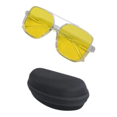 Imagem de Óculos De Sol meia armação metal quadrada lente champanhe pêssego moda Feminina 2025(D Óculos com estojo)