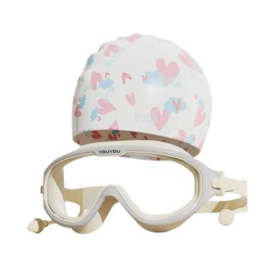 Imagem de Generic Óculos de natação e touca, óculos de natação, proteção de visão clara, leves com protetores auriculares para mergulho, crianças, meninos e meninas