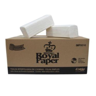 Imagem de Papel Toalha Interfolhado Branco Folha Simples 2 Dobras Royal Paper Si