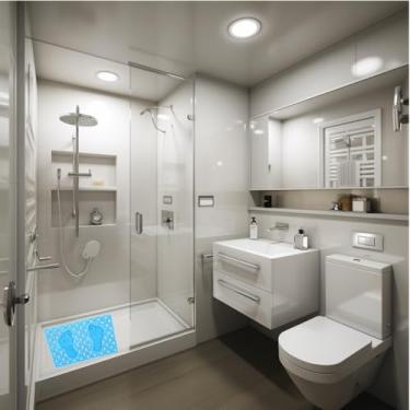 Imagem de Tapete Antiderrapante Para Box Banheiro PVC Base com Ventosas Segurança 63,5 x 33 cm Cosy (Azul)