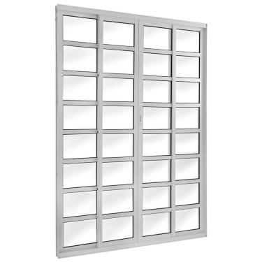 Imagem de Porta Correr 4 Folhas Móveis Central com TravessaTopsul 210x200cm Esquadrisul Branco