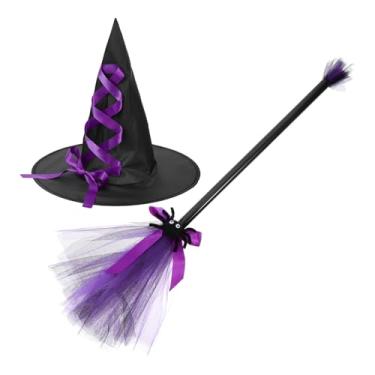 Imagem de Beaupretty Acessórios para de Bruxa, Acessório para Cosplay de Festa de Halloween, Chapéu de Baile, Acessório de Vassoura, Roxo
