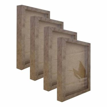 Imagem de KIAGA, Kit 4 Molduras Caixa Alta Revestida com Vidro para Quadros Quilling e Scrapbook - 10x15cm - 1,5x3 Cor:PRATA;Tamanho:10X1