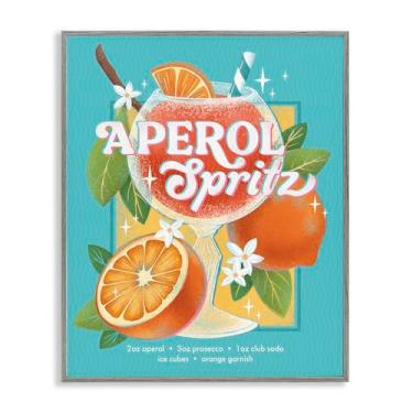 Imagem de Stupell Industries Refrescante Retro Aperol & Recipe Gray Framed Giclee Art Design por Courtney Morgenstern, 20 x 16