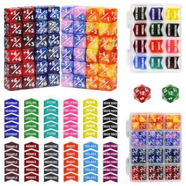 Imagem de FourDragons 110 Pieces MTG Abilities Keyword Tokens 12mm Dice Counters Set with Box, MTG Life Counter Buff Tokens Dice for Magic The Gatering, Compatible with TCG CCG Magic Card Games Accessories