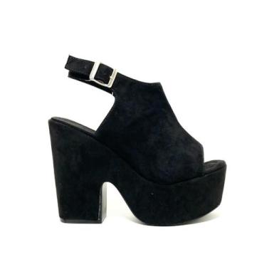 Imagem de Sandália Feminina Meia Pata Open Boot Salto Alto Grosso Confortável Fe