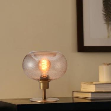 Imagem de MAINDECO Abajur De Mesa De Meados Do Século, Abajur De Vidro Vintage, Abajur De Mesa Regulável De 3 Vias, Para Quarto E Sala De Estar, Vidro Com Sementes De Âmbar Conhaque