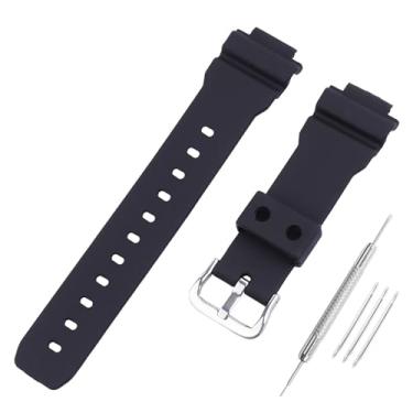 Imagem de FACLE Pulseira masculina de resina de 16 mm compatível com Casio DW-9052 DW-9051 DW-004C 71606395 G-2500 pulseira de borracha para esportes ao ar livre, acessórios e corrente de relógio, Preto, 16mm