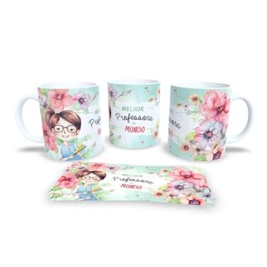 Imagem de Caneca branca dia dos professores floral (14089)