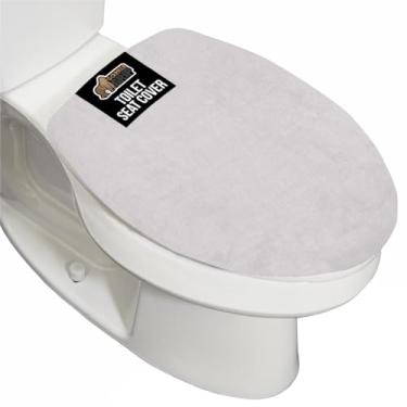 Imagem de GORILLA GRIP Tampa de assento de vaso sanitário de espuma viscoelástica grossa, parte superior de veludo macio, lavagem à máquina, capas acolchoadas de pelúcia para a maioria das tampas de tamanho