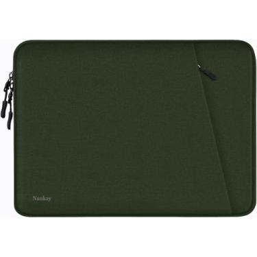 Imagem de Capa protetora para laptop de 35.6 cm, à prova de choque, com bolso para acessórios, capa para laptop portátil compatível com MacBook Air/Pro de 14 polegadas, Dell, HP, Acer, Asus, Lenovo, verde
