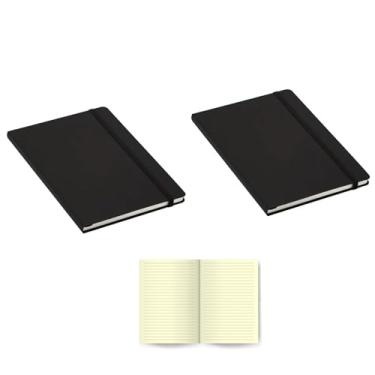 Imagem de Caderno Com Pauta Moleskine Grande A5 Pautado 14x21 80 Folhas Caderneta de Anotações Capa Dura Emborrachada (2 preto)
