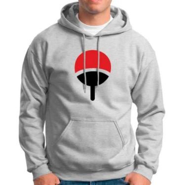 Imagem de Moletom Masculino Cinza Uchiha Canguru Com Capuz - trajano store, M