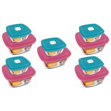 Imagem de Jogo 10 Potes Quadrado Vidro Temperado 1L 2L Nadir Marinex