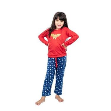 Imagem de Pijama Infantil Feminino Longo Inverno Mulher Maravilha - Bernanna, 10