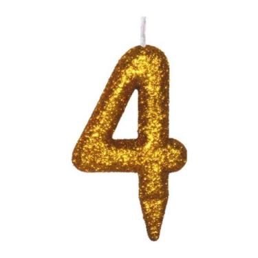 Imagem de Vela De Aniversário Número Magic Glitter Dourado - PartiuFesta