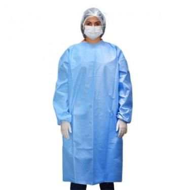 Imagem de Avental Cirúrgico Hospitalar SMS Amélia com Manga Longa Azul 50gr AMED