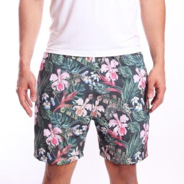 Imagem de Short Tactel Ox Silver Floral Flores, G, Preto, Masculino