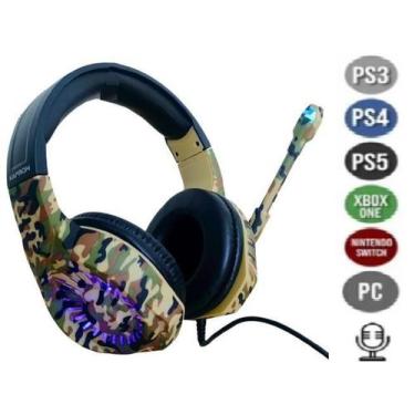 Imagem de Fone De Ouvido Over-Ear Gamer Com Luz Rgb Led Pc Games - Kapbom