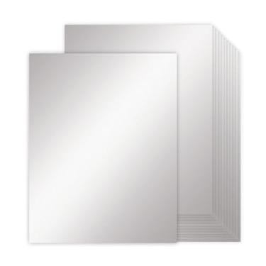 Imagem de 30 folhas de papel cartolina metálica prata 21 x 28 cm, 41,7 kg/250 g/m² placa dourada com acabamento espelhado para artesanato de scrapbook, convites (prata)