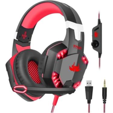 Imagem de Headset Gamer USB P2 c/Microfone Cabo 2m KP-455 Vermelho