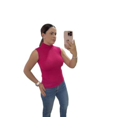 Imagem de Blusa Regata Feminina Tricot Gola Alta Confortável Versátil Basica - E