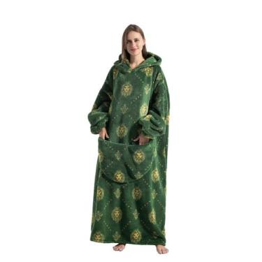 Imagem de Cobertor vestível com capuz Capecage Green Lion para mulheres e homens