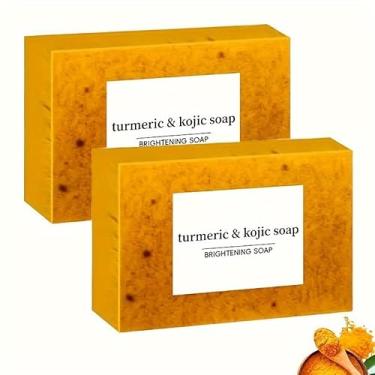 Imagem de Sabonete de açafrão para remover manchas – Sabonete Kojic de mel limão açafrão para rosto e corpo, sabonetes orgânicos de uso diário para cuidados com a pele, uniformiza o tom de pele (2pcs)