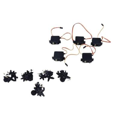 Imagem de Hilitand 5 Conjuntos 55g Motor e Braços de Servo, RC Robot Boat Compatível Com o Motor de Servo de Engrenagem Plástica de Plástico, ângulo de Rotação de 180 Graus