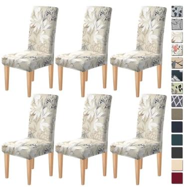 Imagem de Dioxide Capas de cadeira de alta elasticidade para cadeiras de jantar, conjunto de 6 capas de cadeira de jantar laváveis, capas de assento macias para cadeiras de cozinha, protetores de cadeira