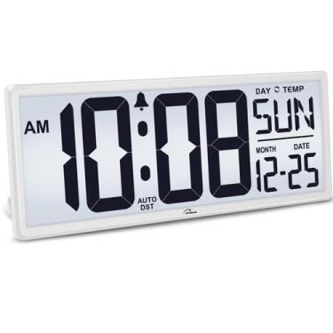 Imagem de Relógio de parede digital com grande luz de fundo com temperatura de 1