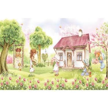 Imagem de Painel De Tecido Sublimado Casa e Bonequinhas Papel De Carta - Fabrika