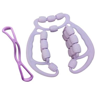 Imagem de Colaxi Rolo de massagem para pernas Relax Roller 24 rodas, multifuncional, largura ajustável, ferramenta de massagem, equipamento para treino de fitness, Roxo