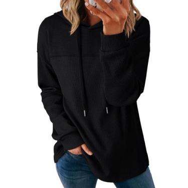 Imagem de Moletom feminino com capuz Dokotoo Waffle Knit preto GG