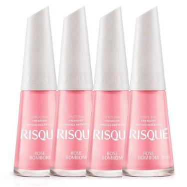 Imagem de Kit 4 Esmalte Risqué Cor Rose Bombom Hipoalergênico com 8ml