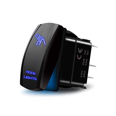 Imagem de YCHOW-TECH Rock Lights Interruptor basculante a laser liga/desliga luz LED azul 20A/12V, 10A/24V 5Pin Switch para Jeep Boat Trucks (azul)