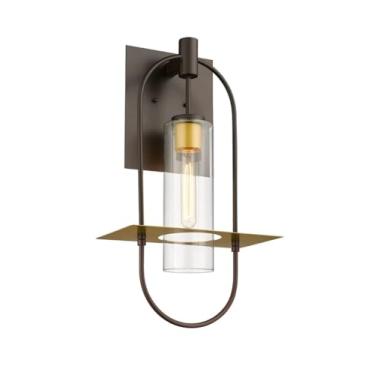Imagem de Arandela LEDMyplace Smyth para ambientes internos - Arandela de parede interna de bronze regulável 60W com vidro transparente - soquete E26, alto CRI, IP65, ETL, luminária externa moderna (56,5 cm A x