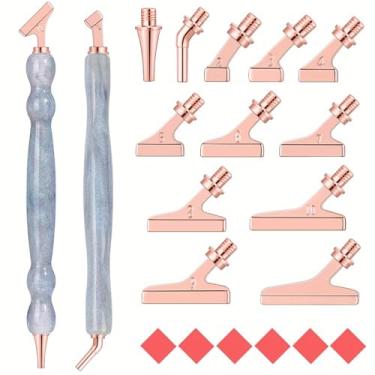 Imagem de Caneta de pintura de diamante alternativa para artesanato DIY, 2 peças de acessórios de pintura de diamante de combinação de resina, 12 peças de ponta de caneta de liga com design de 45° Wish 6