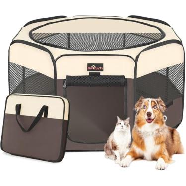 Imagem de Aivituvin Cercadinho para cães, canetas dobráveis para animais de estimação com bolsa de transporte para gatos, filhotes, coelhos, gaiolas portáteis para barraca de cachorro para viagens, acampamento,