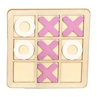 Imagem de menolana Jogo de tabuleiro 2 em 1 de madeira, jogo de tabuleiro TAC Toe, brinquedo educativo portátil para, mesa interativa de Natal, Rosa Branco