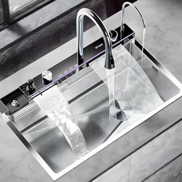 Imagem de Cuba de Cozinha, Kit Completo com Torneira Gourmet, Válvula 4.5", Dispenser, Tábua, Cestos, Esguicho de Copos, Estilo Americano, 50x25cm (Prata)