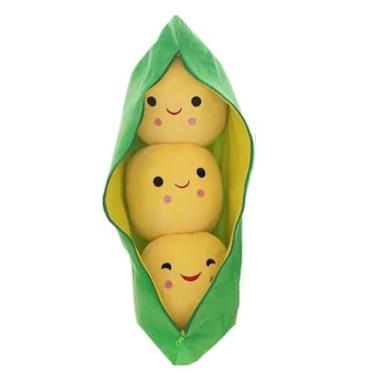 Imagem de Boneca Pelúcia Edamame, Ervilha de Pelúcia 4 peças macio, Vagem de Ervilhas para Brinquedos (3 Bolinhas de Pelucia na cor Amarelo) Pillow Pea Poy Toys Kids