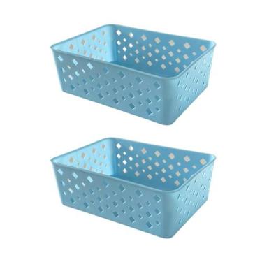 Imagem de Kit 2 Cestos Multiuso Organizador Empilhável Gaveta 19x14x6 - Trioplas
