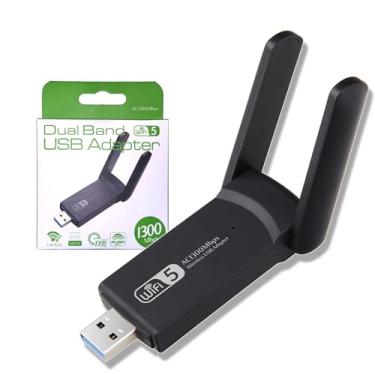 Imagem de Adaptador Usb Wifi Wireless, 3.0 Dual Band 1300Mbps Adaptador, Wireless Portátil 2.4GHz e 5GHz, Duas Antena Usb, Qualidade Premium Wifi USB para PC e Notebook