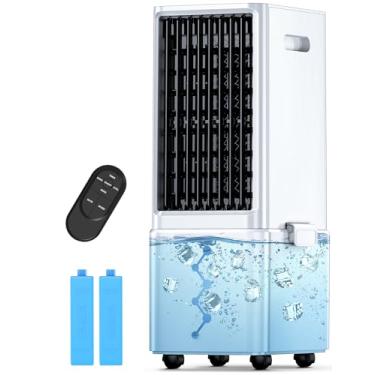 Imagem de COOLECH Refrigerador de ar evaporativo com 4 modos e 3 velocidades, alerta sem água, tanque de 2,4 galões para resfriamento de 20H, temporizador de 12H, controle remoto de 20 m, ar condicionado sem